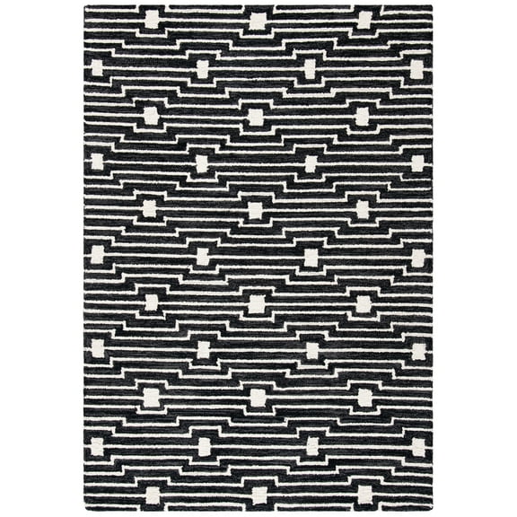 SAFAVIEH Micro-Loop Galena Geometric Area Rug, Charcoal/Ivory, 4' x 6'
