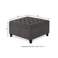 thumbnail image 4 of GZXS 30" Square Upholstered Storage Ottoman with Button-Tufted Lid & Spindle Wood Legs - 300 lbs Capacity, Linen Fabric, Dark Gray, 4 of 9