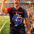 thumbnail image 4 of USA 2026 Soccer Cup Raglan Jersey for Men, Short Sleeve V-Neck Shirt with Statue of Liberty & Flag Print, Breathable Athletic Fan Top, Lightweight Sports Tee, 1 PC Black L, 4 of 4