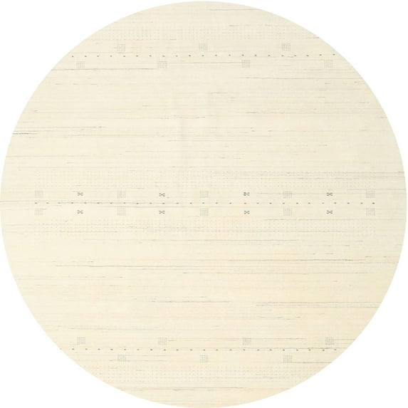 Ahgly Company Machine Washable Indoor Round Contemporary Peach Beige Area Rugs, 4' Round