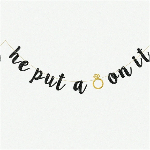 Bannière de Célébration "Ring On It" Scintillante - Décoration Parfaite pour Fêtes de Fiançailles, Mariages, Enterrements de Vie de Jeune Fille & Douches Nuptiales!