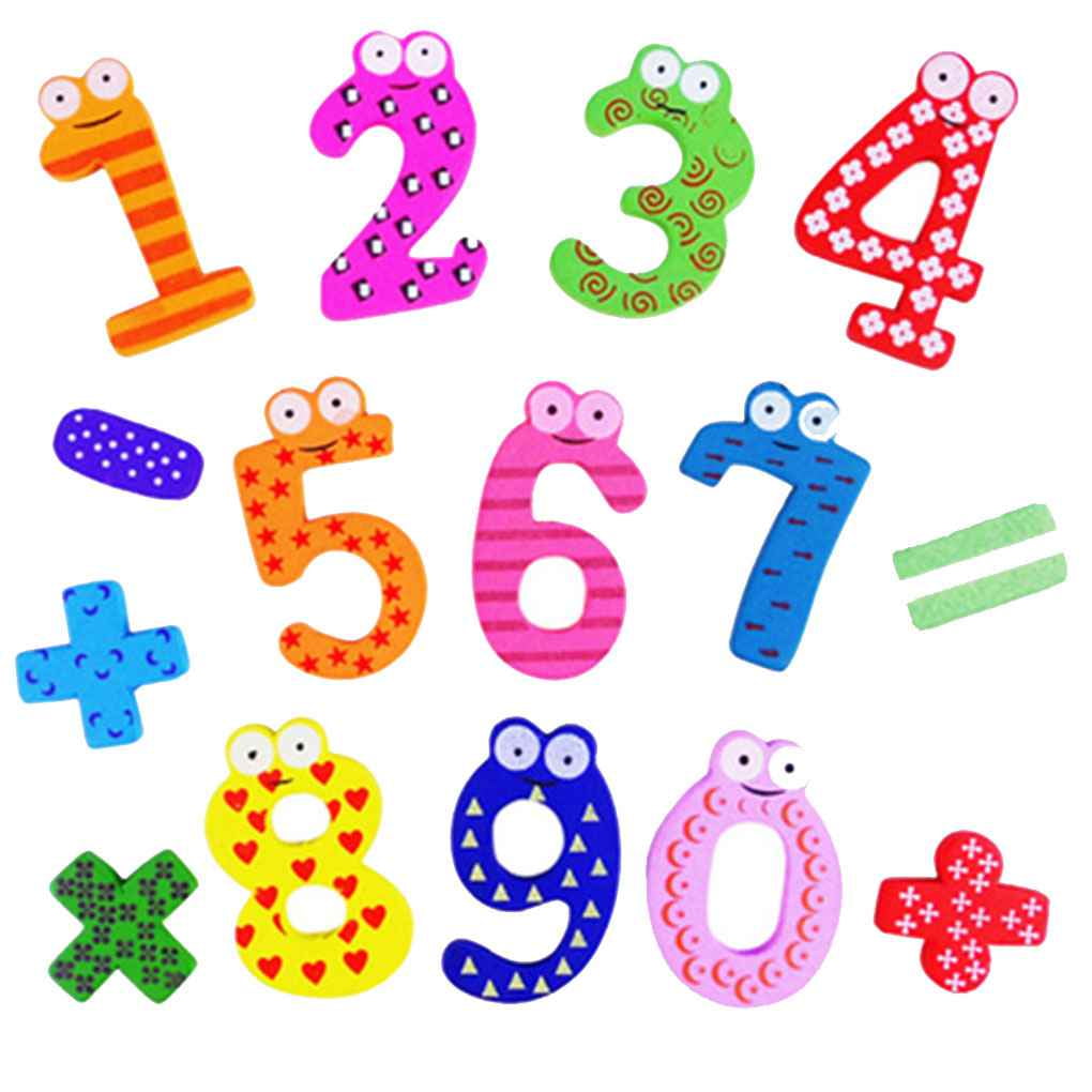 15pcs Cute Wooden Magnetic Stickers Math Toy Learn Numbers for Children Infant Early Education Baby Toys