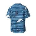 thumbnail image 2 of Fotbe Sharks on White Blue Striped print Short Sleeve Button Down Shirts for Men Casual Summer Beach Wrinkle Free Shirt-, 2 of 7
