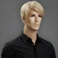 thumbnail image 6 of Men's Blonde Short Wig with Side Swept Bangs - Fashionable Synthetic Hairpiece for /Confident Look, 6 of 9
