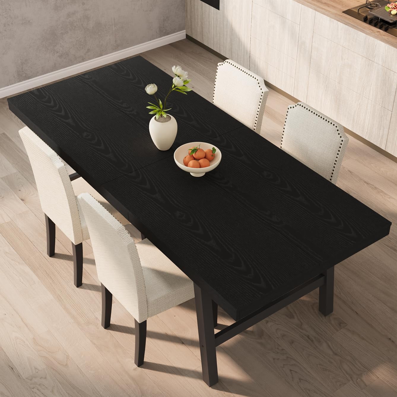 Industrial Rectangular Dining Table for 6-8 - Extra-Long Rustic Wood Top - Heavy-Duty Metal Frame Multi-Purpose for Dining Room Kitchen Office Work/Project Table Black 2.0 meters