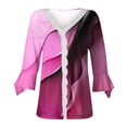 thumbnail image 4 of Dyegold Blouses For Women Dressy Casual 3/4 Flare Sleeve Lace Trim V Neck Floral Print Vintage Tunic Tops Loose Fit Shirts, 4 of 5