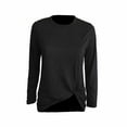 thumbnail image 2 of WREESH Womens Fashion T-Shirts Solid Color Spring Fall Patchwork Long Sleeves Round Neck Casual Kink T-Shirt Tops Pullover Black, 2 of 8