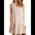 thumbnail image 1 of Vestidos de Mujer Verano 2025, Minivestido de Tirantes con Cuello en V, Abotonado, Sin Mangas, con Bolsillos, Color Albaricoque L, 1 of 8