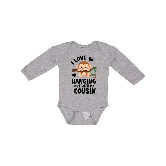 Inktastic Monkey I Love Hanging out with My Cousin Boys or Girls Long Sleeve Baby Bodysuit
