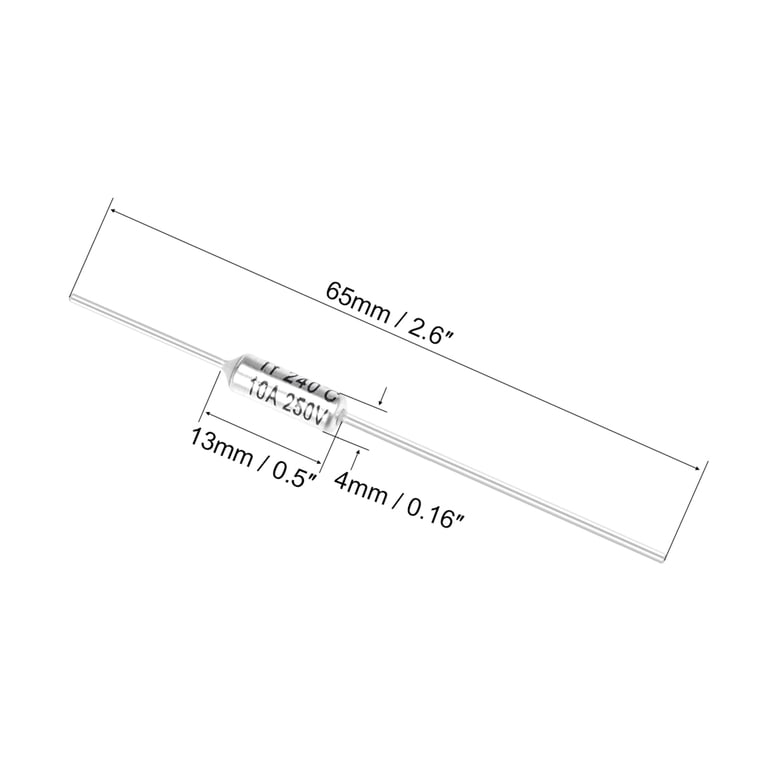 Thermal Fuse 250V 10A 240°C - 5 Pack Electrical Safety Cutoff Fuses For Appliances