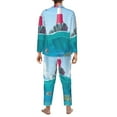 thumbnail image 5 of Kll Lighthouse Sea Port Sleepwear Mens Flannel Pajamas,Long Cotton Pj Set, 5 of 9