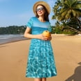 thumbnail image 4 of Easygdp Crystal Clear Ocean Waves para Vestido Transpirable de Mujer, Vestido Suelto de Manga Corta con Pliegues y Bolsillos para el Verano, 4 of 6