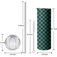 thumbnail image 5 of 20oz Teal and Black Checkerboard Pattern Skinny Tumblers Stainless Steel Tumbler with Lid and Straw,Vacuum Insulated Double Wall Travel Tumbler Cups with Cleaning Brush for Coffee,Tea, 5 of 6