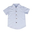 thumbnail image 2 of UACY Toddler Boys Button Down Short Sleeve Dress Shirt Kids Stripe Casual Tops Beach Summer Shirt with Pocket, 2 of 4