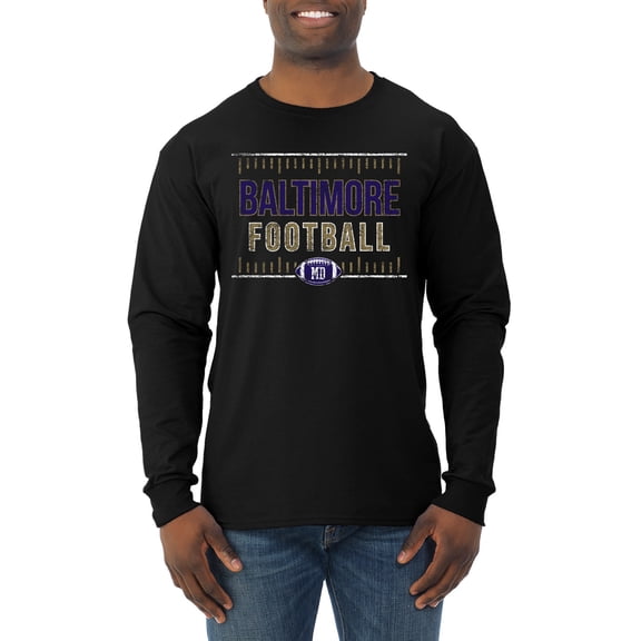 Wild Bobby Baltimore BAL Hometown City Football Fan Pride Sports Men's Long Sleeve T-Shirt, Black, Small