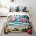 thumbnail image 2 of Erosebridal Marine Turtle Bedding Sets Twin Size,Pink Flamingo Comforter Sets with Sheets,Summer Beach Decoration,Reversible,Breathable,7pcs, 2 of 6