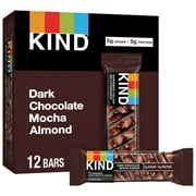 KIND Healthy Snack Bar, Dark Chocolate Mocha Almond, 5g Sugar | 5g Protein, Gluten Free Bars, 1.4 OZ, 12 Count