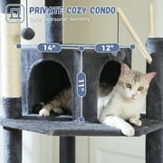PAWZ Road 69 Cat Tree for Indoor Cats Multi-Level Cat Condo with Large Hammock Perch and 5 Scratching Posts, Dark Gray