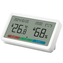 Vaupan Thermometer Hygrometer, Digital Temperature Humidity Monitor, for Bedroom Greenhouse Cellar, Home Office Interior Exterior Simple Design Style Electronic Clock Smart Temperature Sensor (White)