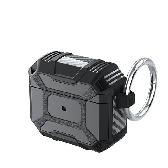 Dteck Case for AirPods 3rd Generation Charging Case, Full Body Protective Skin Cover for 2021 New Apple AirPods (3rd Generation), Shockproof Case with Carabiner, LED Visible, Black