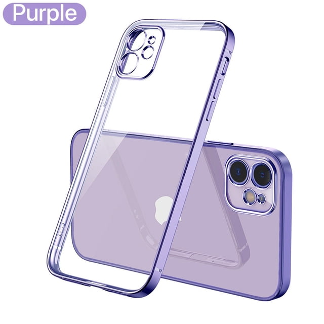 Funda Transparente De Silicona Con Marco Cuadrado De Lujo Para iPhone 11 12 13 14 Pro Max Mini X XR 7 8 Plus SE 3 Trasera