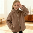 thumbnail image 2 of XAOFW Kids Outerwear Coats Fuzzy Waterproof Windproof Warm Solid Color Double Zipper Pockets Long Sleeve -Neck Home Outdoor Overcoat, 2 of 6