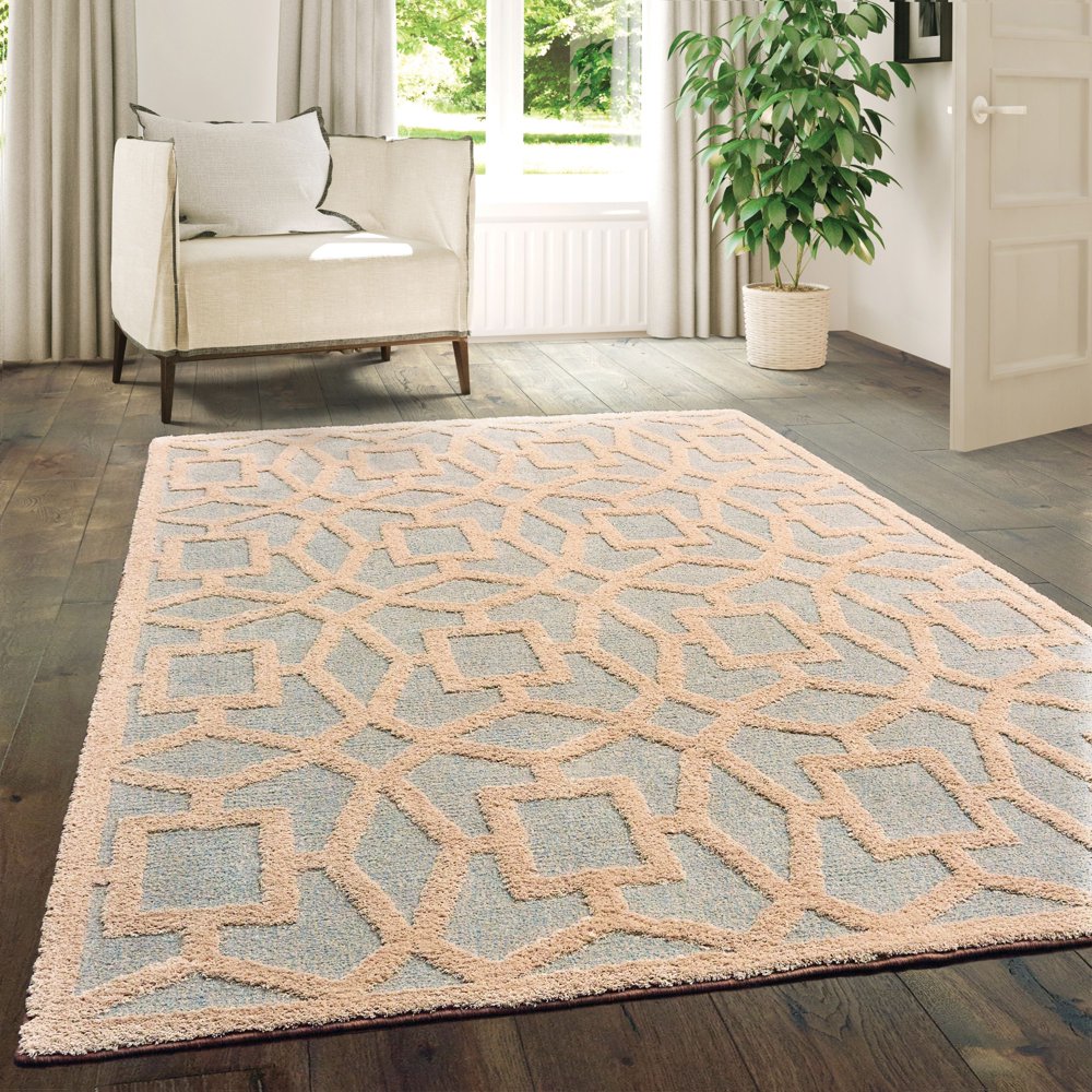 United Weavers Telegonus Ithaca Geometric Seafoam Woven Microfiber Area