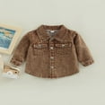 thumbnail image 2 of Veste en Jean pour Garçons Bébé Enfants Marron Col Rabattu Manches Longues Boutonnée Veste en Denim, 2 of 6