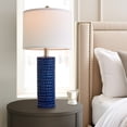 thumbnail image 3 of Oneach 24.75" Ceramic Modern Table Lamps Set of 2 for Living Room Bedroom, Blue Nightstand Bedside Lamps for Home, 3 of 9