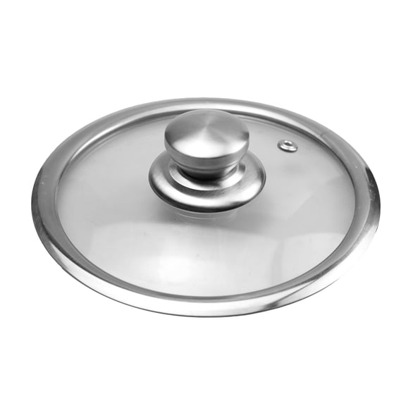 7.5 Inch Round Tempered Glass Lid with Steam Vent, Universal Replacement Pot Cover for Skillets, Frying Pans and Woks, Stainless Steel Widened Edge, Clear