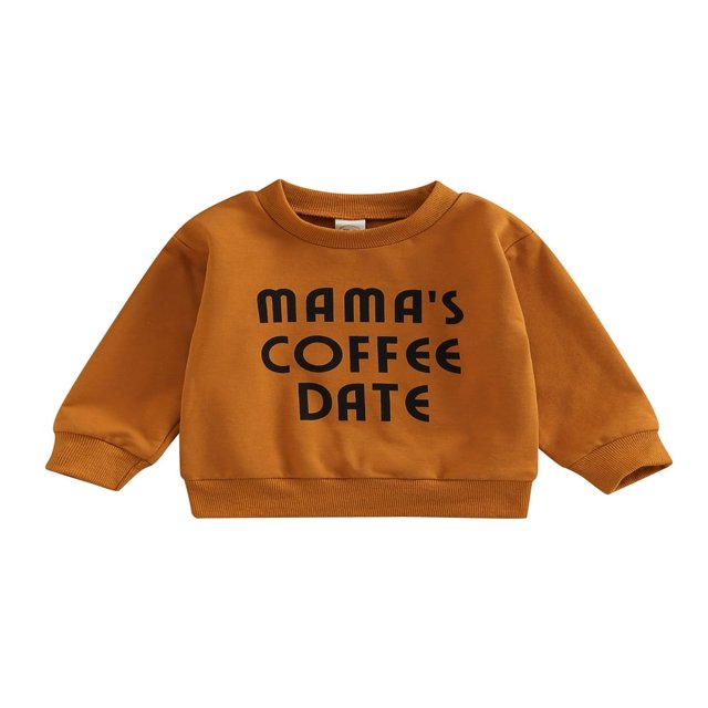 EIMELI Nouveau-Né Garçon Fille Col Rond Sweat-Shirt Imprimé Lettre Pull à Manches Longues Vêtements d'Automne