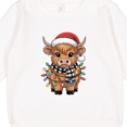 thumbnail image 3 of Inktastic Christmas Lights Highland Cow Toddler Sweatshirt, 3 of 4