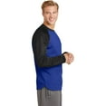 thumbnail image 3 of Sport-Tek Sport Wick Raglan Colorblock Fleece Crewneck-XS (True Royal/ Black), 3 of 6