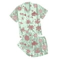 thumbnail image 4 of Robe & Shorts Sets – Lounge Sets for Women & Weekend Pajamas Women's Casual Printed Pyjama Set Silk Satin Short Sleeve Button Down Top And Shorts Set, 4 of 4