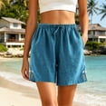 thumbnail image 6 of BUIGTTKLOP Cotton Shorts for Women Drawstring High Waisted Lounge Shorts Summer Casual Loose Embroidered Comfortable Breathable Shorts, 6 of 8