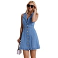 thumbnail image 3 of Vestido vaquero POTILI POTILI para mujer sin mangas en forma de A mini, 3 of 6