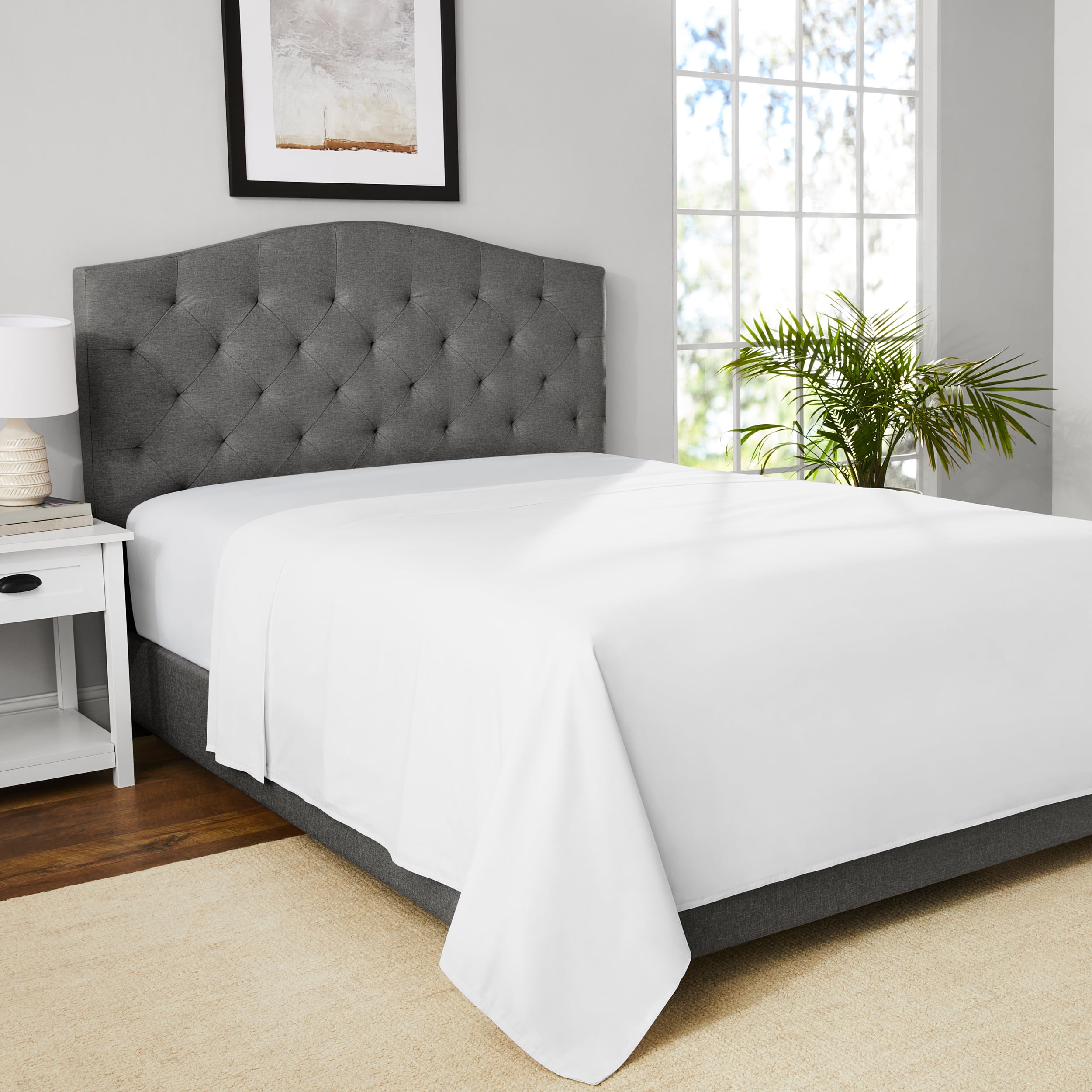 Mainstays 300 Thread Count Easy Care White Cotton Blend Percale Flat Bed Sheet, Full