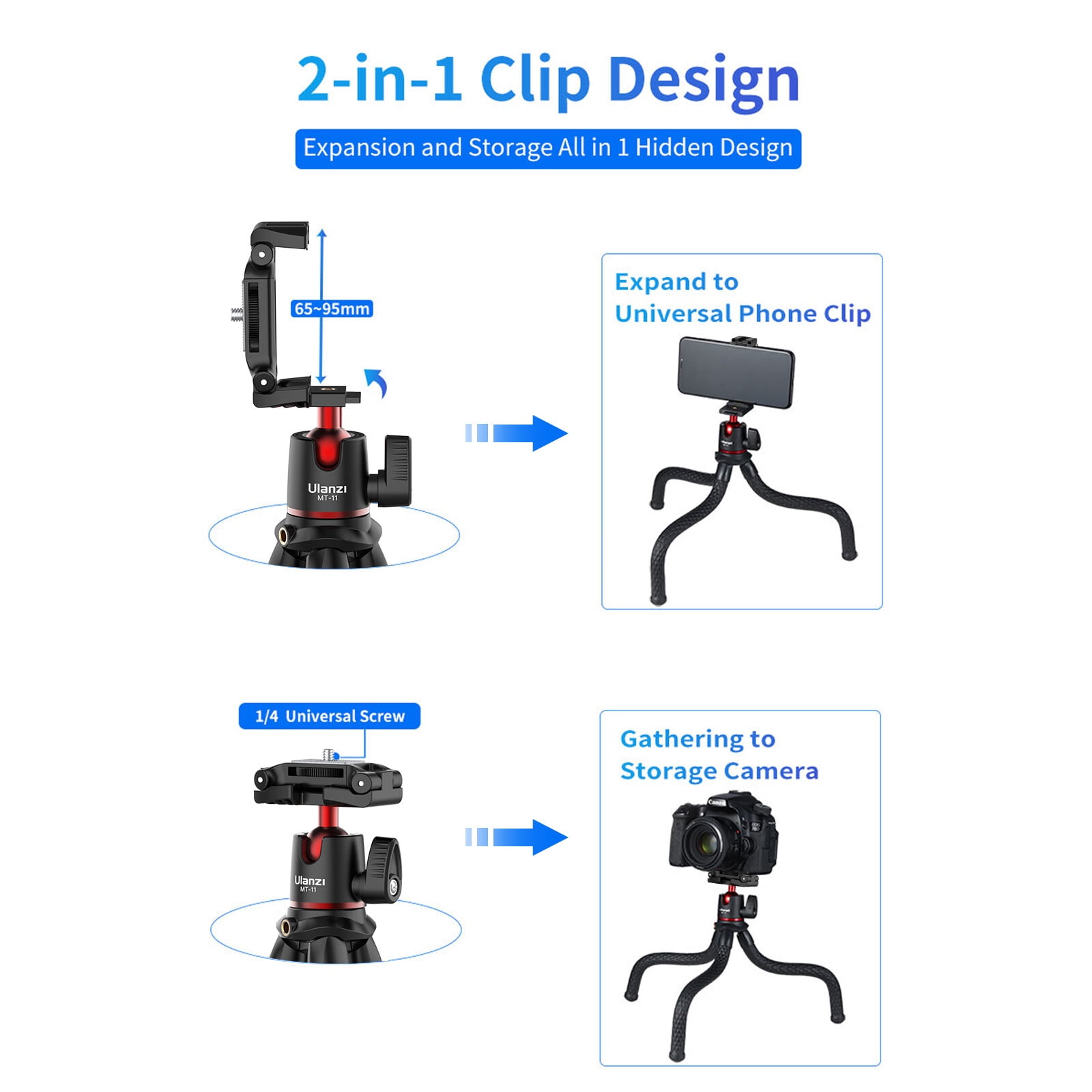 Ulanzi MT-11 2 in 1 Extend Flexible Octopus Tripod for Smartphone DSLR Camera
