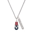 thumbnail image 1 of Delight Jewelry Silvertone USA Patriotic Flip Flop with White Star Silvertone Balance Bar Charm Necklace, 23", 1 of 4