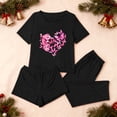 thumbnail image 4 of asdoklhq Silk Pajamas for Women 3PCS Women's Home Casual Pants Short Sleeves Tops and Shorts Pajamas Set Black XS, 4 of 8