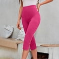 thumbnail image 5 of YgkuHd Women's Summer High Waisted Solid Color Capris Matching Slim Fitting Yoga Gym Pants Leggings Hot Pink_S, 5 of 10