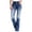 Blue, variant on PuLe pants for women Women Mid Waisted Bootcut Jeans Zip Stretchy Slim Casual Double Button Flare Denim Pains with Distressed Pocket