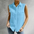 thumbnail image 2 of Women's Summer Tops Casual Sleeveless Solid Color Button Vests Clothes Lightweight T Shirts Women Work Blouses Shirts, 2 of 5