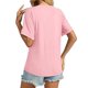thumbnail image 5 of Camiseta TICTICMISS para mujer, cuello en V, manga corta, rosa, 5 of 6