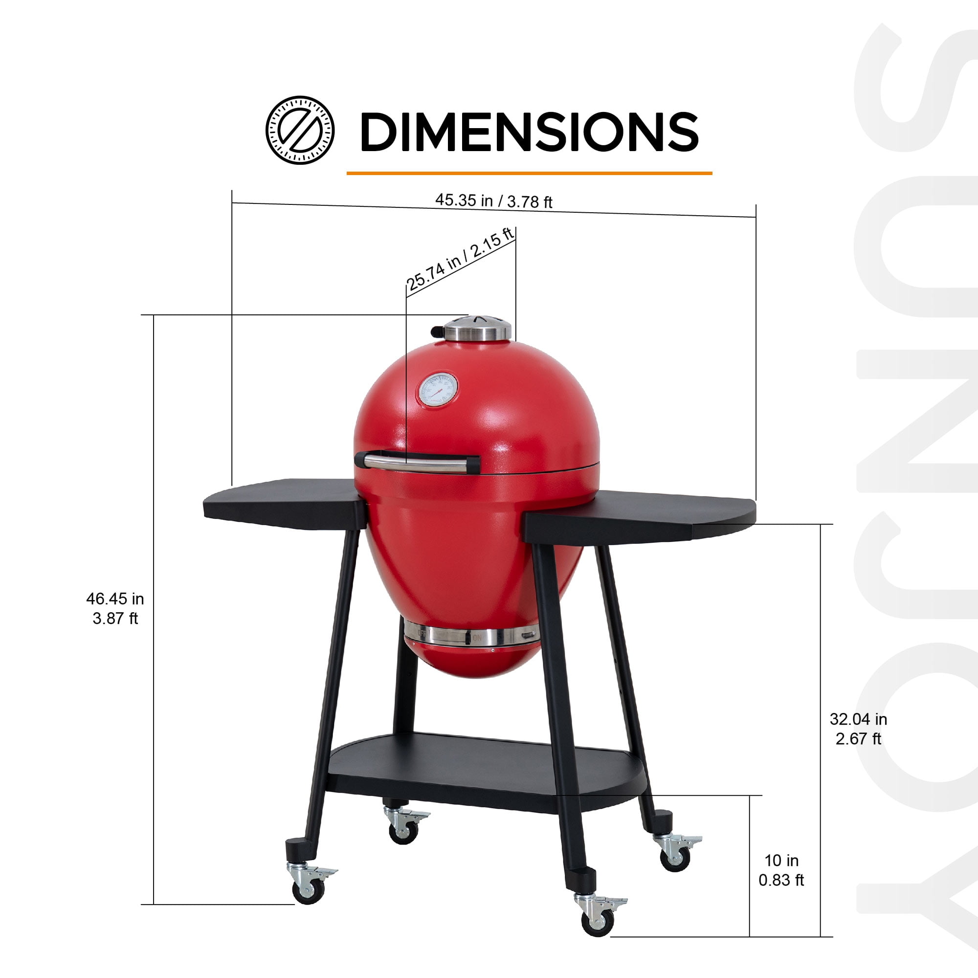 Sunjoy Charcoal Grill 20-Inch Kamado Grill Outdoor Egg Grill with Pizza Stone, Ultimate BBQ Grill and Smoker with Wheels