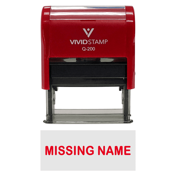Vivid Stamp Missing Name Teacher Self-Inking Office Rubber Stamp (Red) - Medium
