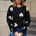 thumbnail image 4 of hotojiny Womens Sweaters Long Sleeve Crew Neck Printed Sweater Fall Winter Casual Trendy Knitted Pullover Tops, 4 of 6