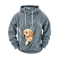 thumbnail image 4 of ZUBMGKTE Mens Hoodies Pet Holder Cat Dog Large Pouch Carriers Pullover with Drawstring Sweatshirt, 4 of 6