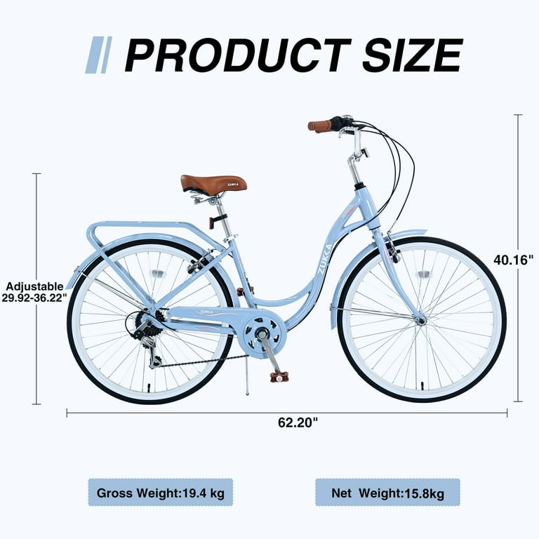 Zukka 7 Speed Bike 24 inch Ladies Steel Frame Bicycle