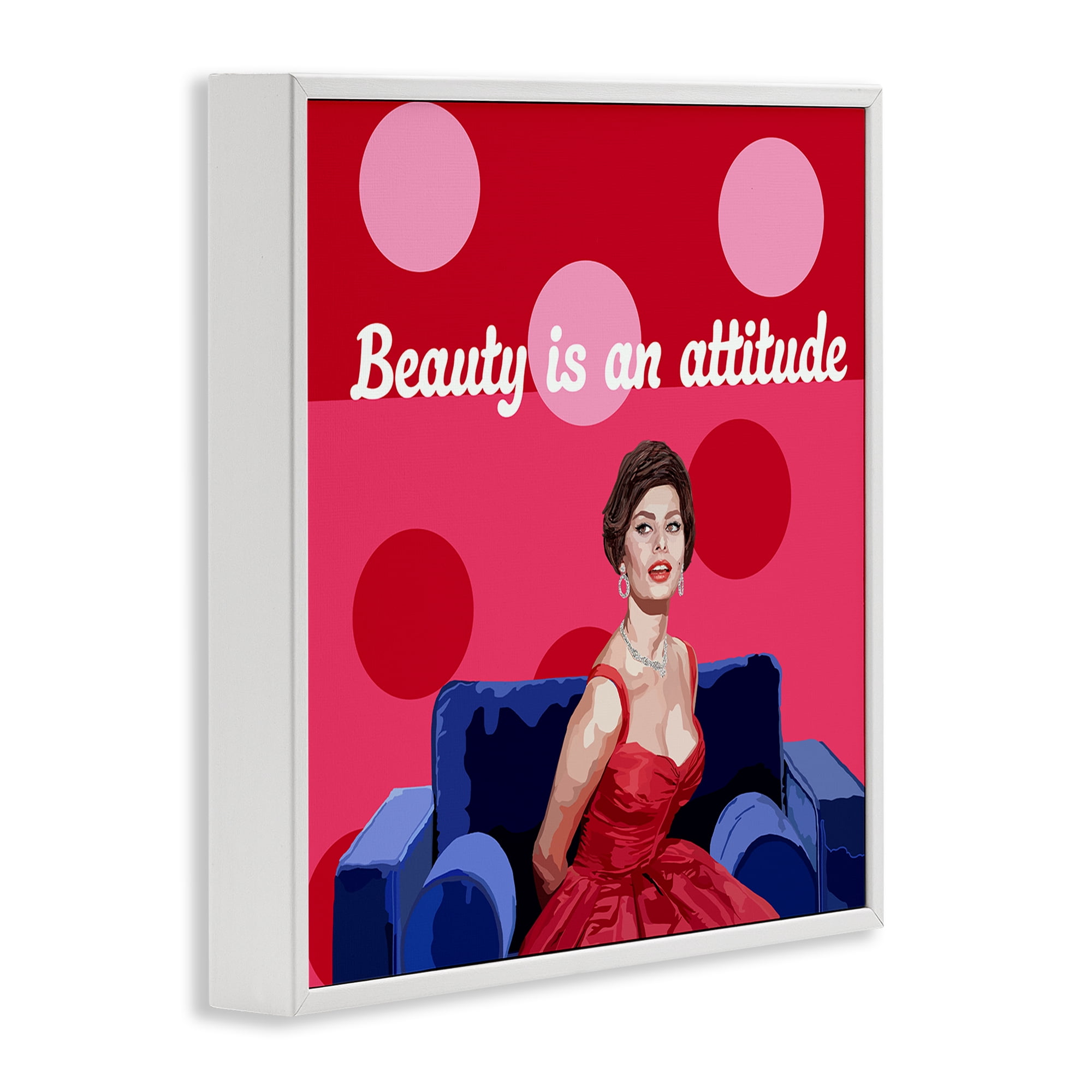 Stupell Industries Beauty Is An Attitude White Framed Giclee Art, design by Lynnda Rakos